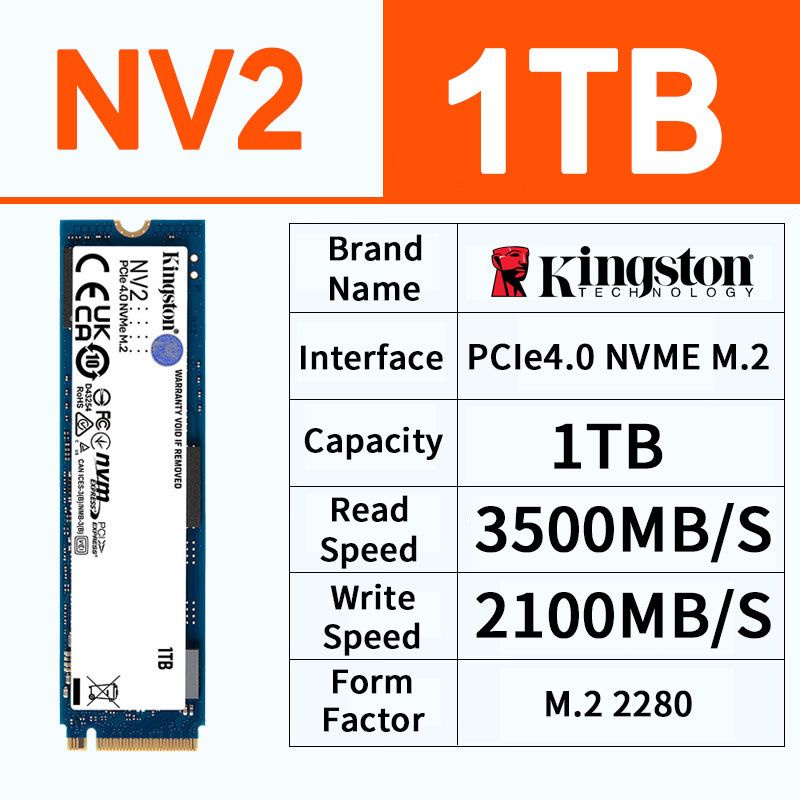 1 ТБ Внутренний SSD-диск M.2 Kingston nv2 SSD M2 для пк (M.2) - купить ...