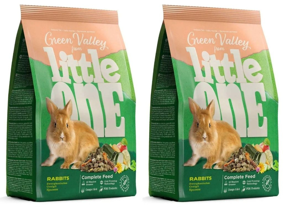 Little One Корм сухой для кроликов Green Valley, из разнотравья, 750 г, 2 уп  #1