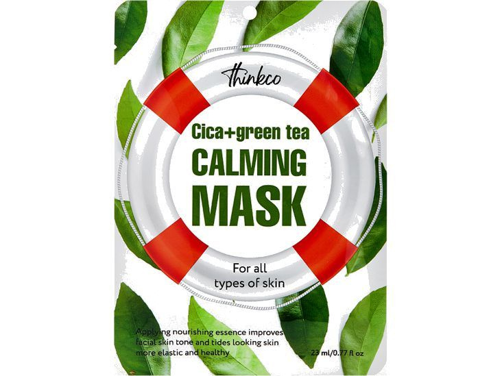 Тканевая маска для лица с центеллой азиатской и зеленым чаем thinkco Cica + Green Tea CALMING MASK  #1