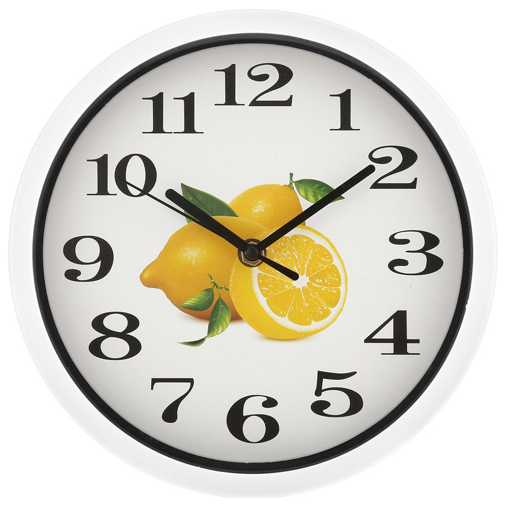 Часы настенные Лимон д22,5х4,4см мягкий ход циферблат фотопечать пластм. белый в коробке  #1