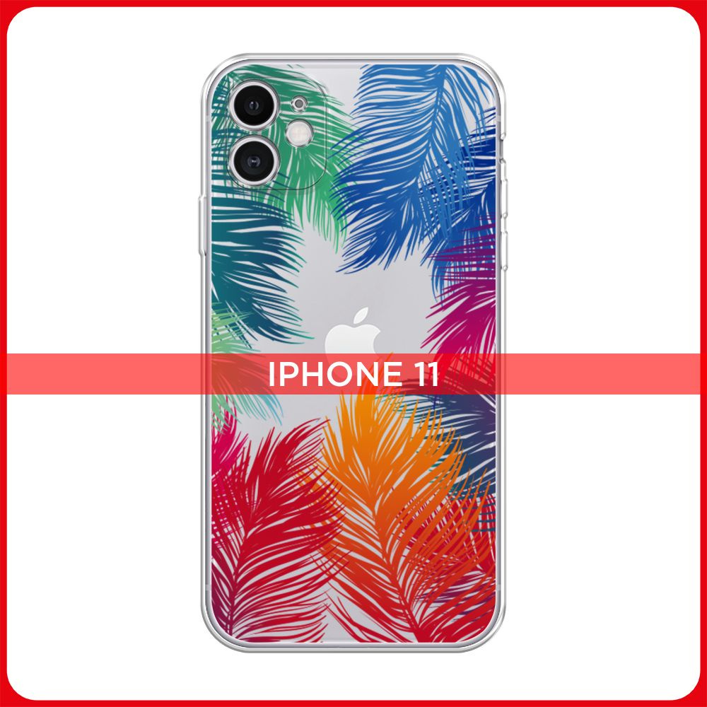 Силиконовый чехол на Apple iPhone 11 / Айфон 11 Рамка из перьев ...