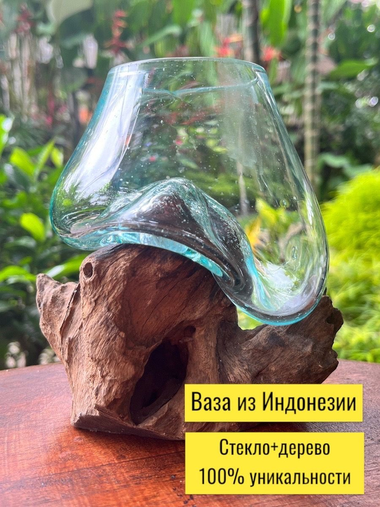 Ваза (флорариум) из стекла и дерева (12см о. Бали) - купить с доставкой ...