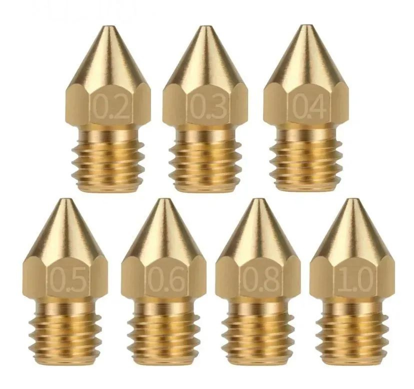 Набор 7 штук все размеры Сопло для 3д принтера МК8 / Сопло латунное для ...