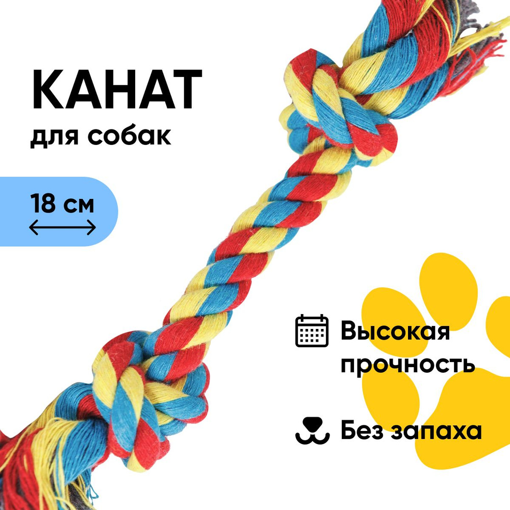 Игрушка для собак канат "Веревка два узла", 18 см, ТАВИДС - купить с ...