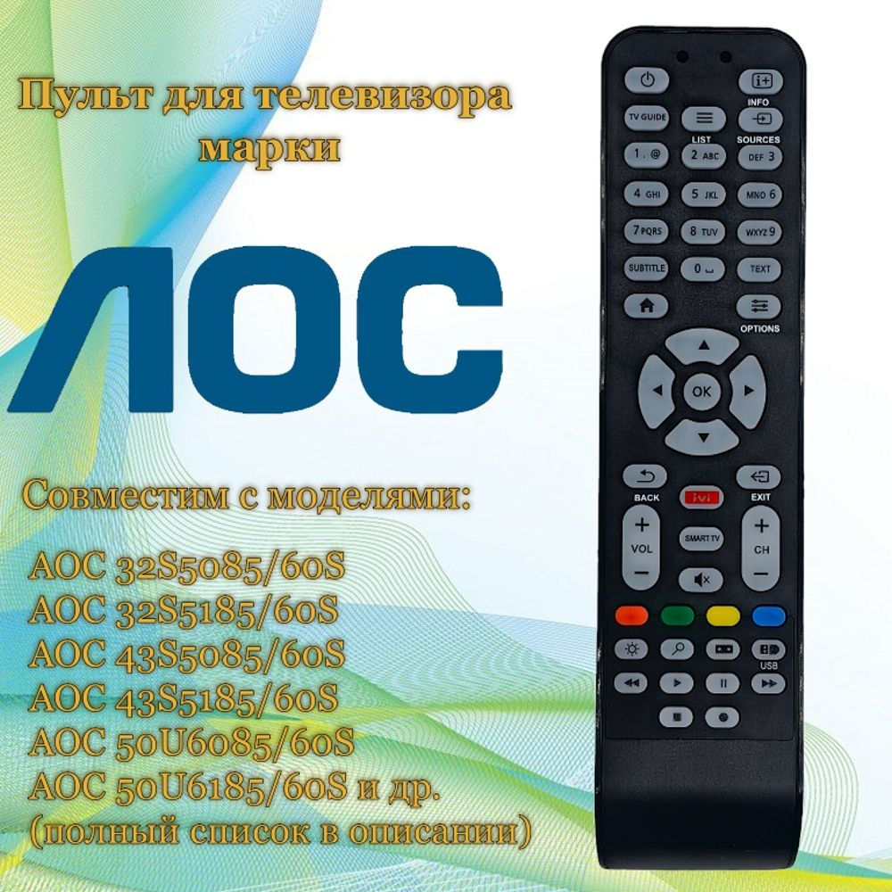 Пульт Huayu RC1994719/01 для телевизора AOC с кнопкой IVI #1