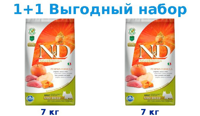 Сухой корм Взрослые, Farmina N&D Pumpkin Line Adult Mini Boar & Apple ...