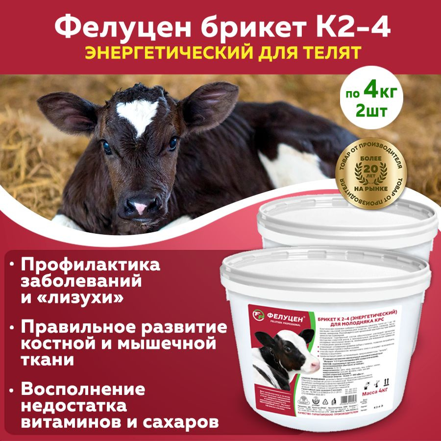 Кормовая добавка Фелуцен энергетический К2-4 для молодняка КРС по 4кг 2 шт  #1