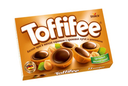 Toffifee, набор конфет в коробке, конфеты с лесным орехом в карамельной чашечке, с кремовой нугой и шоколадом, 125г / Тоффифи Merci и Toffifee