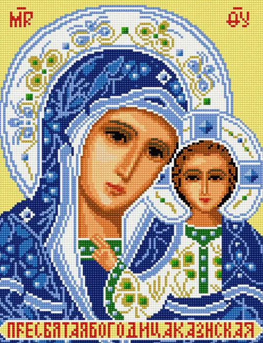 Алмазная мозаика на подрамнике полная выкладка "Казанская Икона Божией ...