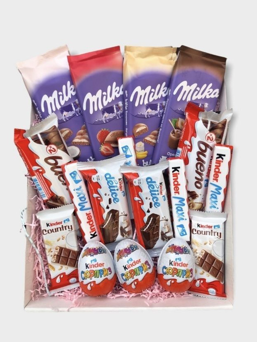 KINDER/ Сладкий бокс Киндер Сюрприз и Милка шоколад/ Подарок для ...