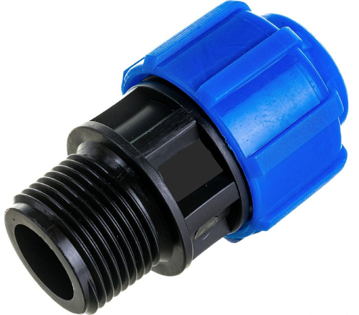 Переходная муфта ПНД 32х1/2, наружная резьба. пластик, цвет синий ...