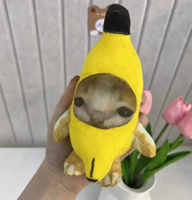 Мягкая поющая игрушка" Banana Cat" / игрушка брелок кот банан плакса купить с доставкой по
