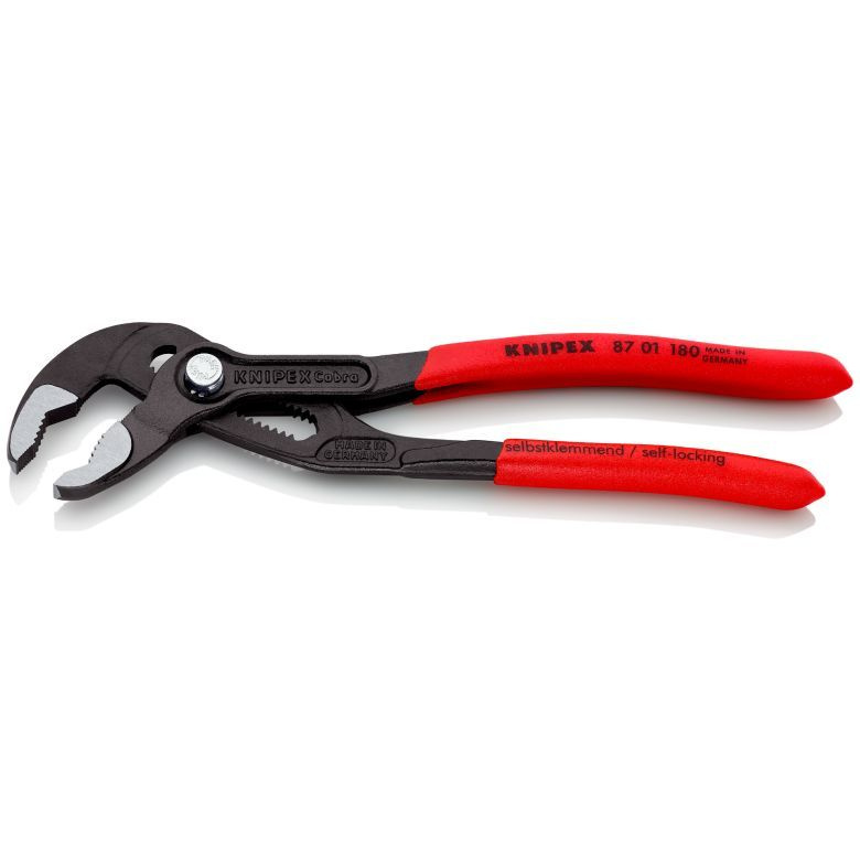 Клещи переставные KNIPEX COBRA KN-8701180SB - простая регулировка - 18 позиций, зев 42 мм, длина 180 мм, фосфатированные