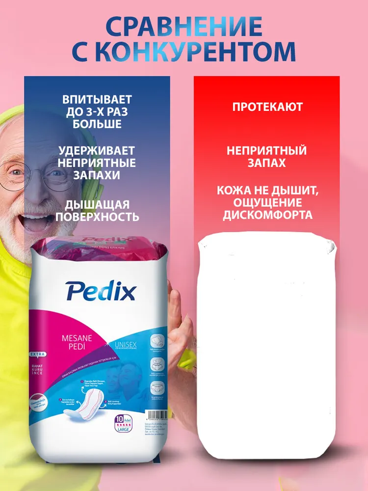 Прокладки урологические для женщин и мужчин большие Pedix Bladder Large, 180 шт., 180 шт, фото 3