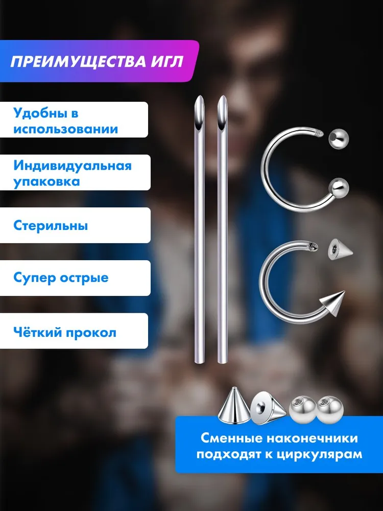 Иглы для пирсинга / Циркуляр, вариант, фото 3