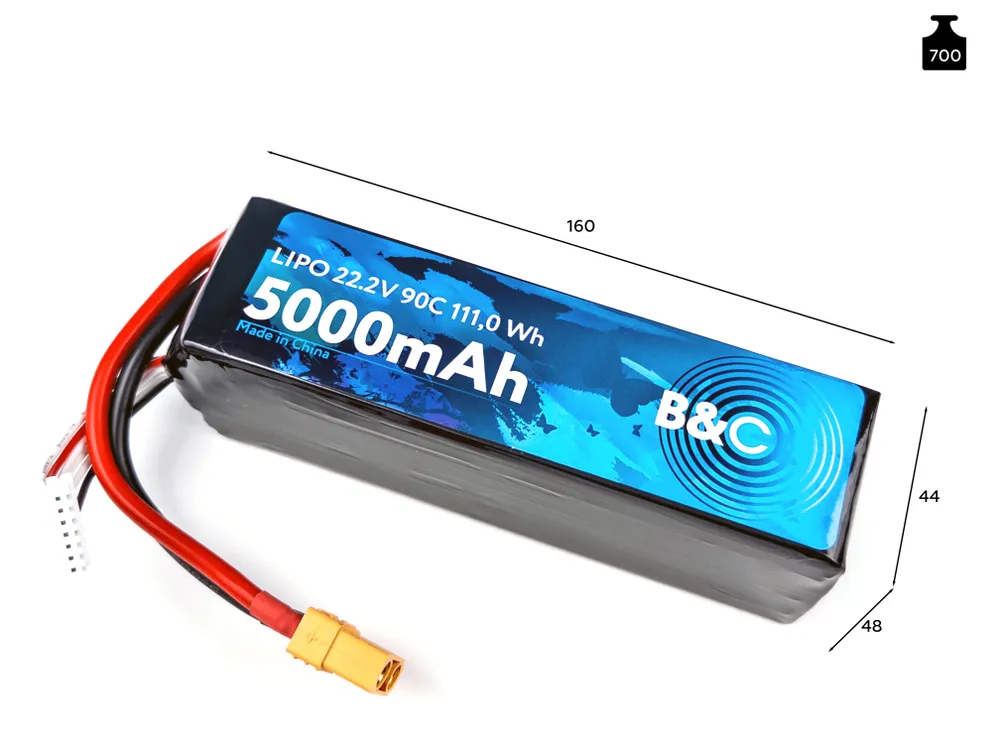 B&C 6S 22.2V 5000mAh 90C Soft case XT90 Lipo battery B&C 6S 22.2V 5000mAh 90C Soft case XT90 Lipo battery
