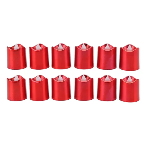 Красные светодиодные свечи 12 шт с батарейками для праздников и романтического декора