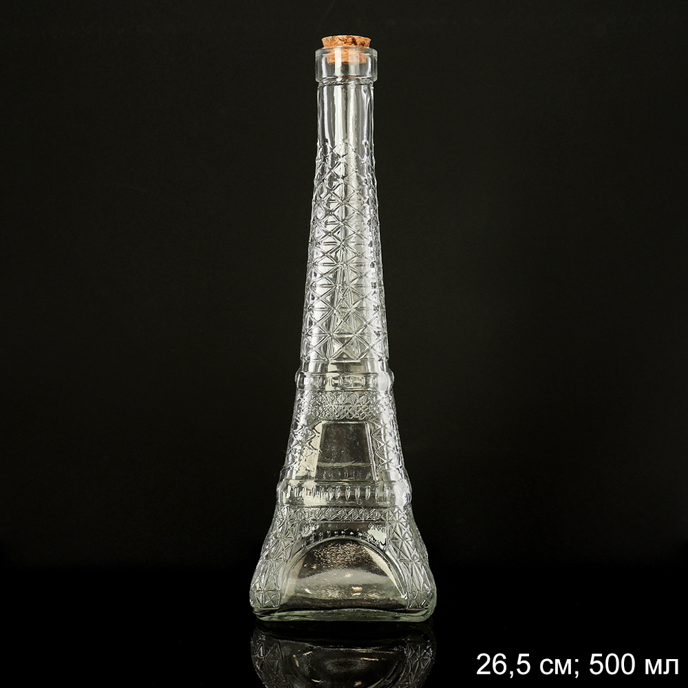 Бутылка Эйфелева башня с бамбуковой пробкой 26.7х8.5х3, TD-471 Бутылка Эйфелева башня с бамбуковой пробкой 26.7х8.5х3, TD-471