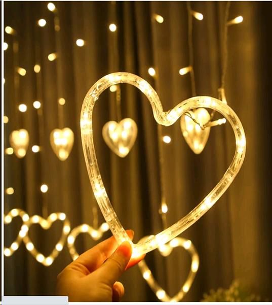 Гирлянда-занавес светодиодная. Сердце 2,5х1,5 м, 138 LED, 8 режимов, теплый свет. Гирлянда-занавес светодиодная. Сердце 2,5х1,5 м, 138 LED, 8 режимов, теплый свет.