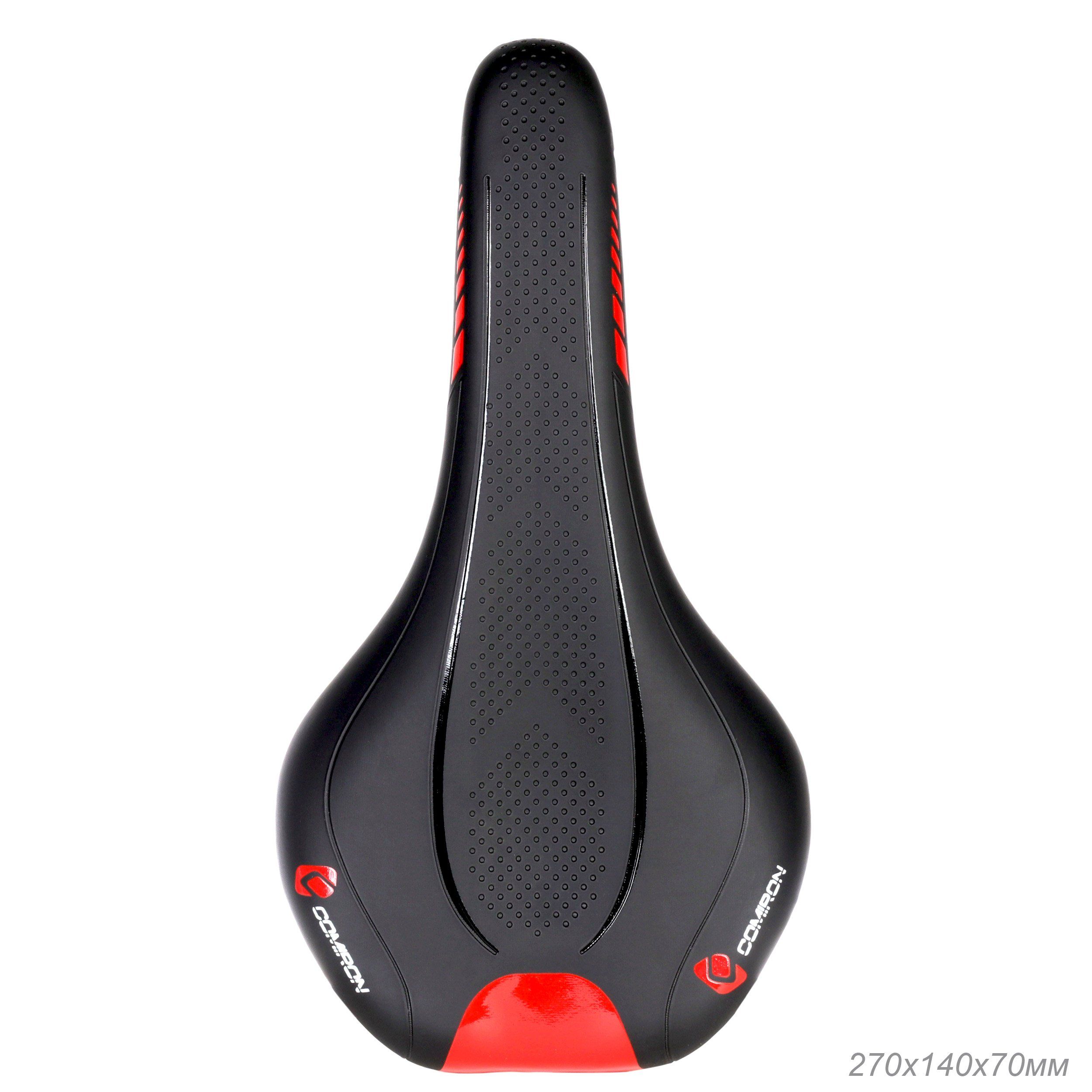 Седло велосипедное MTB COMIRON VINGEGAARD M049 270X140, технологии: DW, ED, полиуретан принтованный глянец, чёрный, красный Седло велосипедное MTB COMIRON VINGEGAARD M049 270X140, технологии: DW, ED, полиуретан принтованный глянец, чёрный, красный