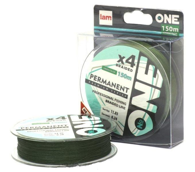 Плетеная леска №ONE PERMANENT Х4-150 (green) d0.20