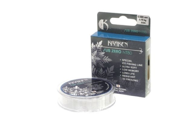 Леска зимняя Kraken Sub Zero NT40 30m 0,181mm 2.85kg