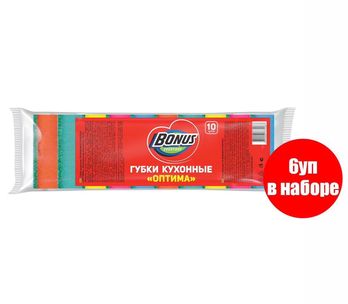 ГубкикухонныеБонусОптима,10шт,(6уп)