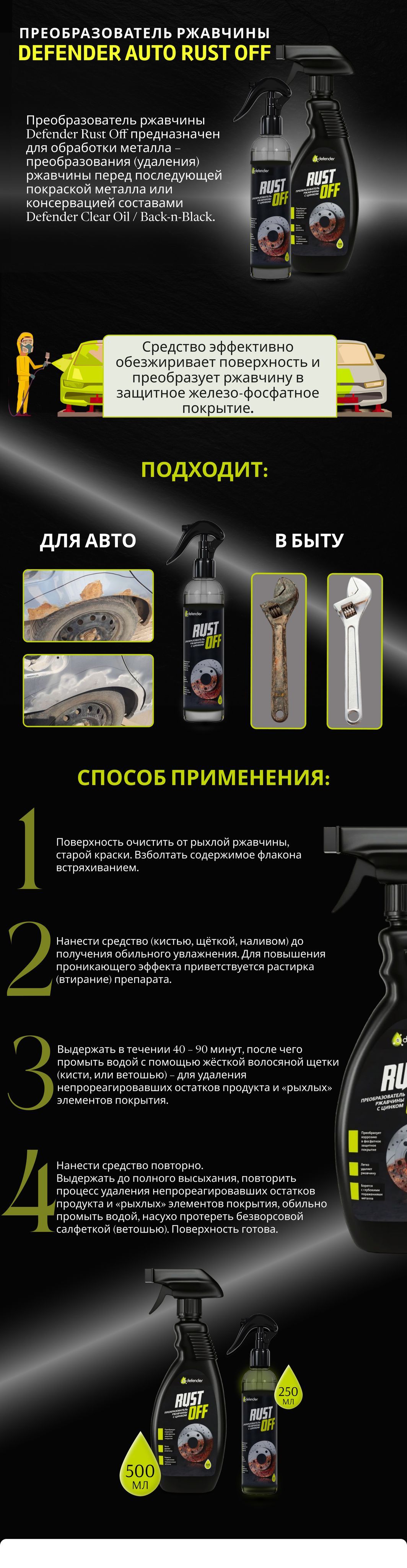 Преобразователь ржавчины Defender - купить по выгодным ценам в интернет ...