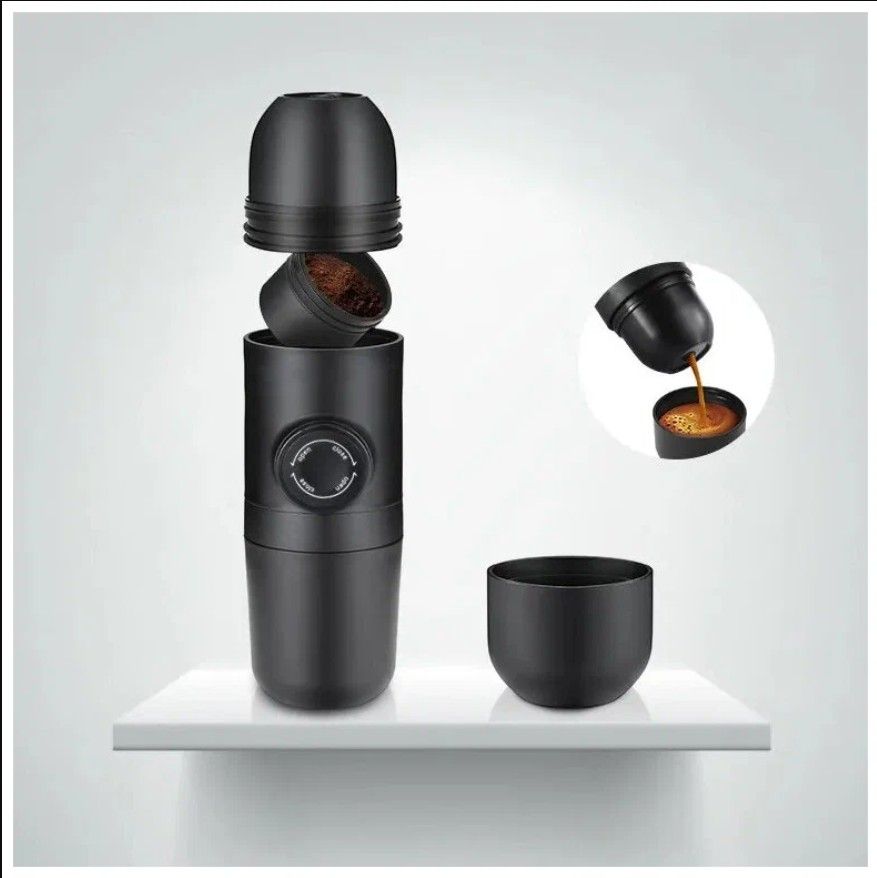 Портативная кофеварка ручная / Компактная кофемашина туристическая ...