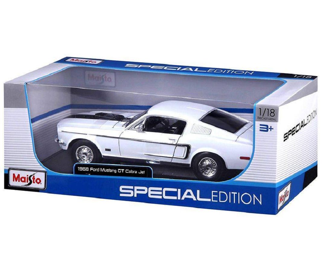 Машинка Maisto Ford Mustang GT Cobra Jet 1968 1:18 белый 31167