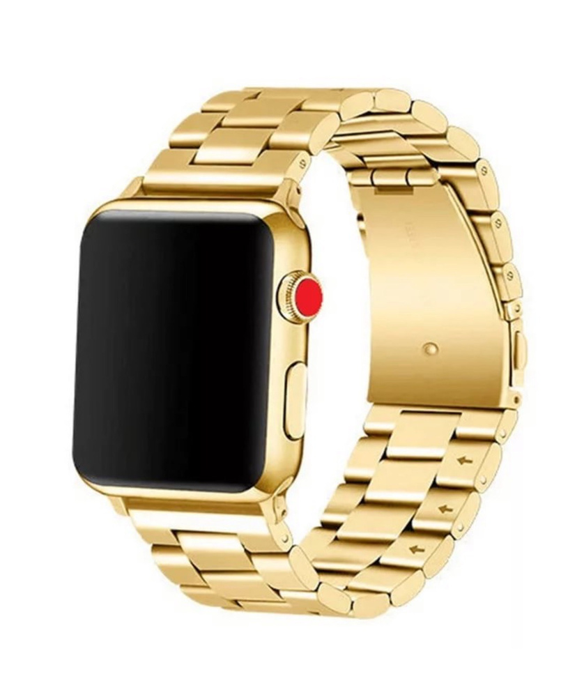 Ремешок для Apple Watch 38/40 mm стальной блочный, золотой купить с  доставкой по выгодным ценам в интернет-магазине OZON (185548524)