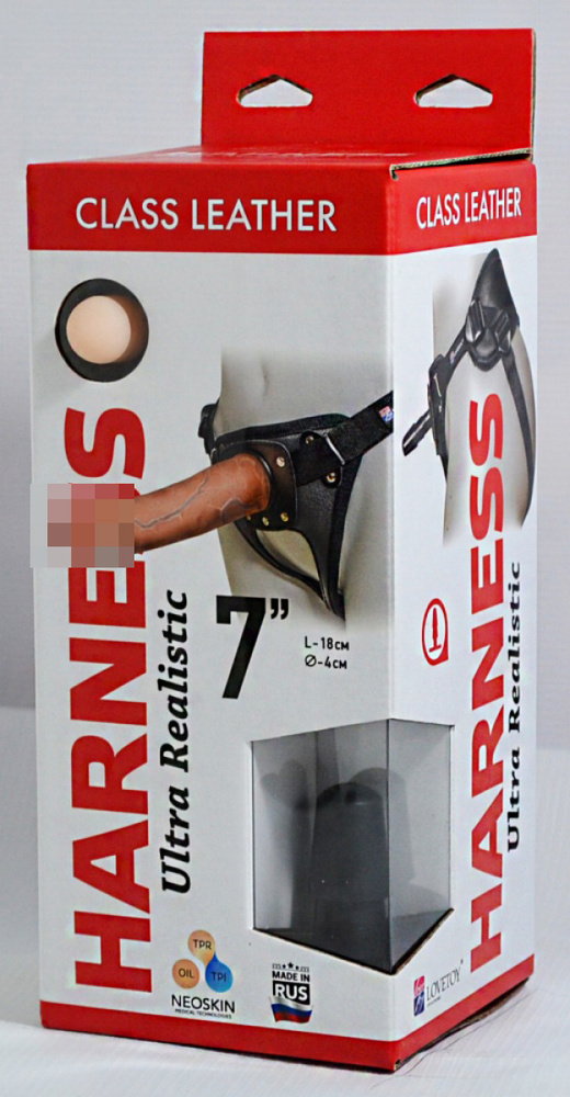 Страпон с кожаными трусиками Harness Ultra Realistic 7" (насадка ...