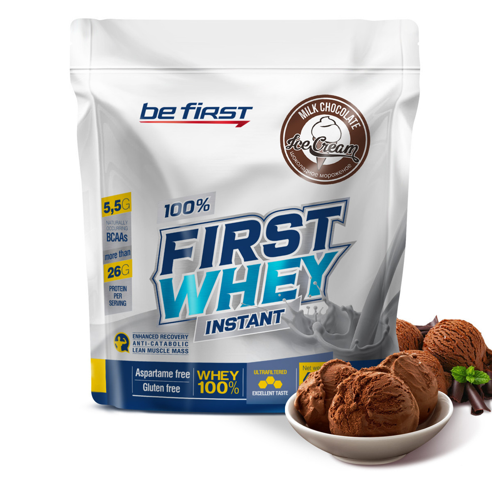 Протеин сывороточный для набора мышечной массы Be First First Whey Protein  Instant 420 гр, шоколад