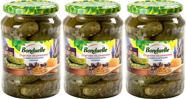 Огурцы Bonduelle по-дижонски с медом и семенами горчицы 720 г, набор: 3 штуки  #1