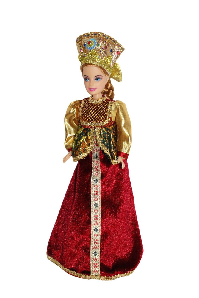 Кукла "Русская красавица" в кокошнике/бордовое платье 29 см - купить с ...
