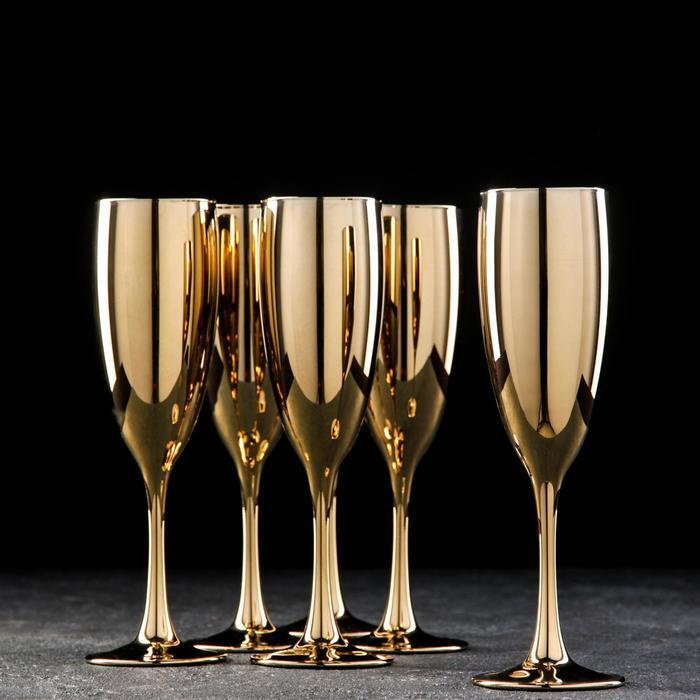 Набор бокалов для шампанского Золото, 170 мл, 6 шт, цвет золотой  #1