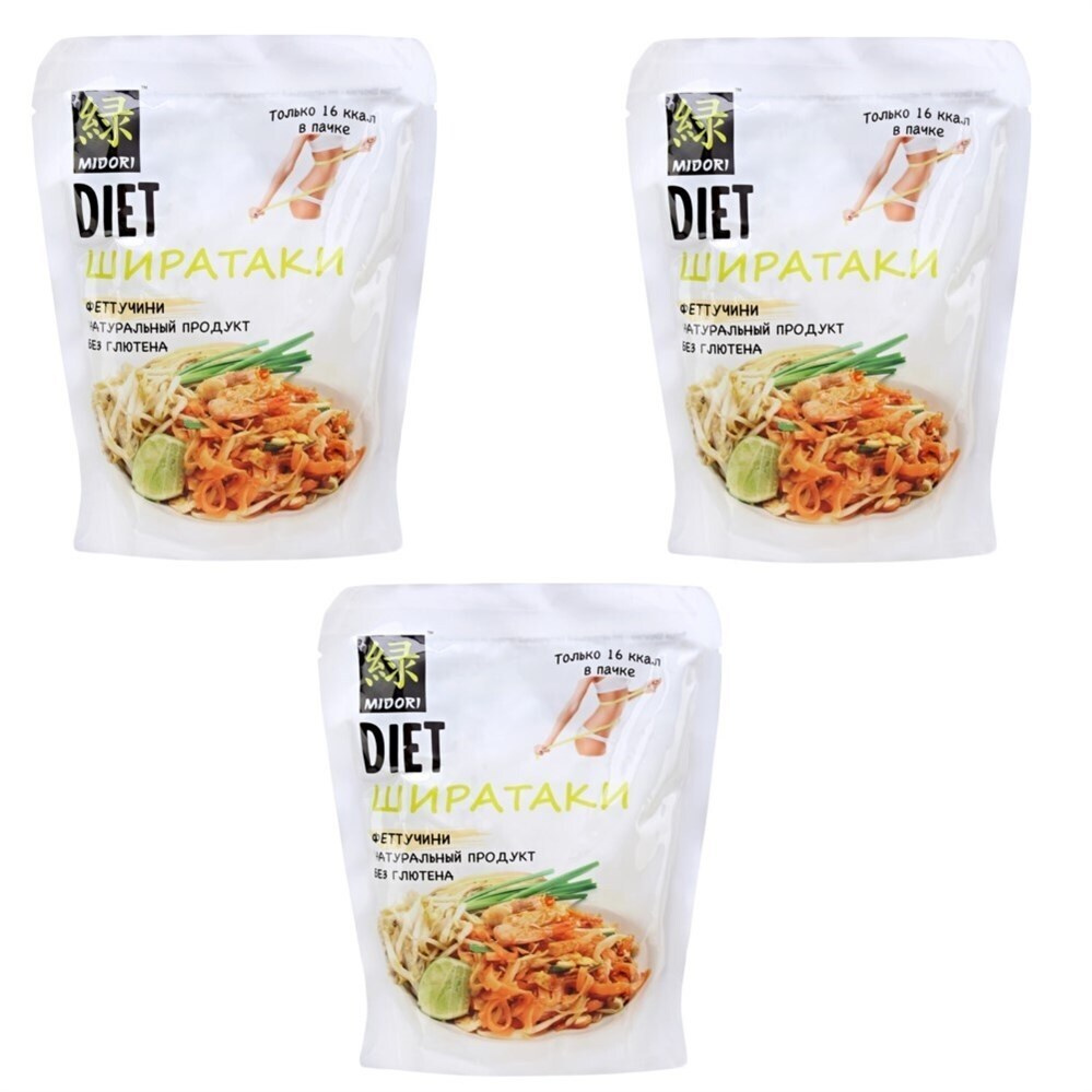 Лапша Midori ширатаки Феттучини 3 штуки - купить с доставкой по ...