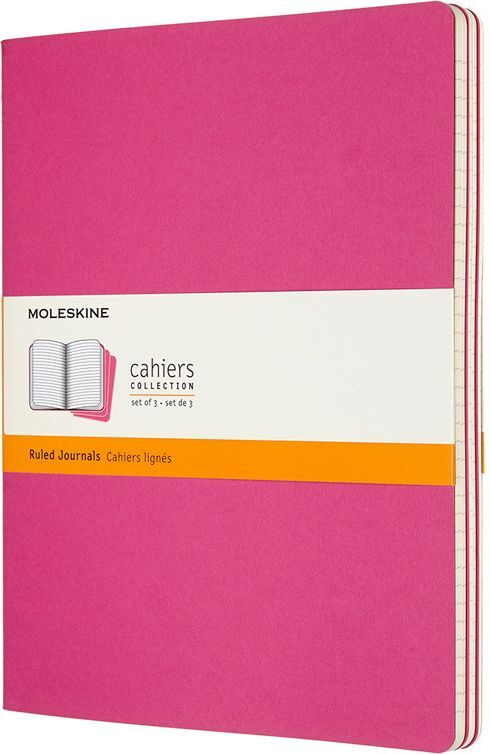 Блокнот в линейку Moleskine Cahier Journal Xlarge, А4, сшитый, 60 л, 3 шт, розовый  #1