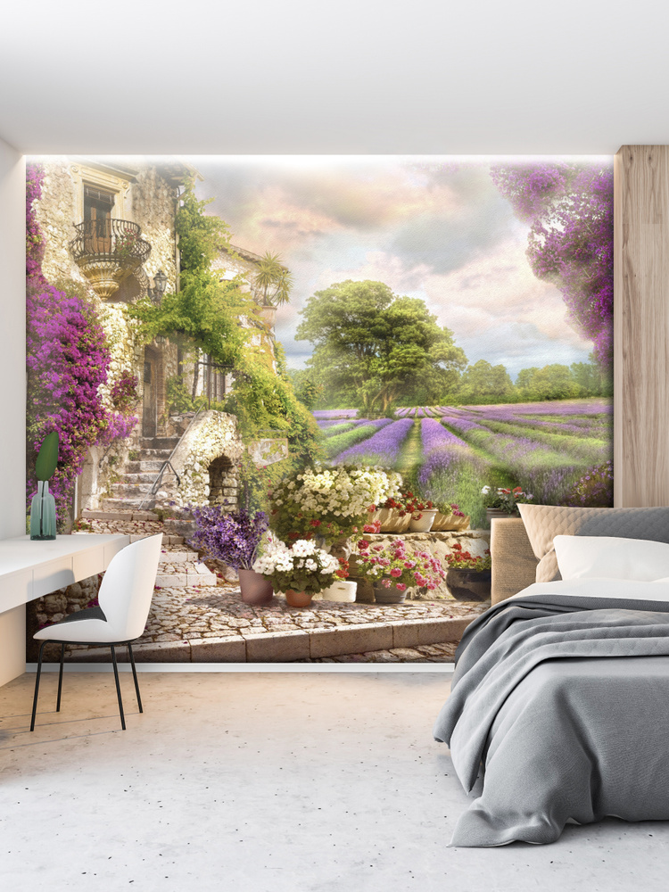 АРТ ФОТООБОИ / Фотообои фреска 300 х 270 см "Лавандовые поля" / Обои на ...