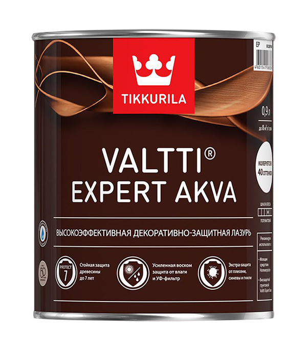Антисептик Tikkurila Valtti Expert Akva декоративный для дерева бесцветный 0,9 л  #1