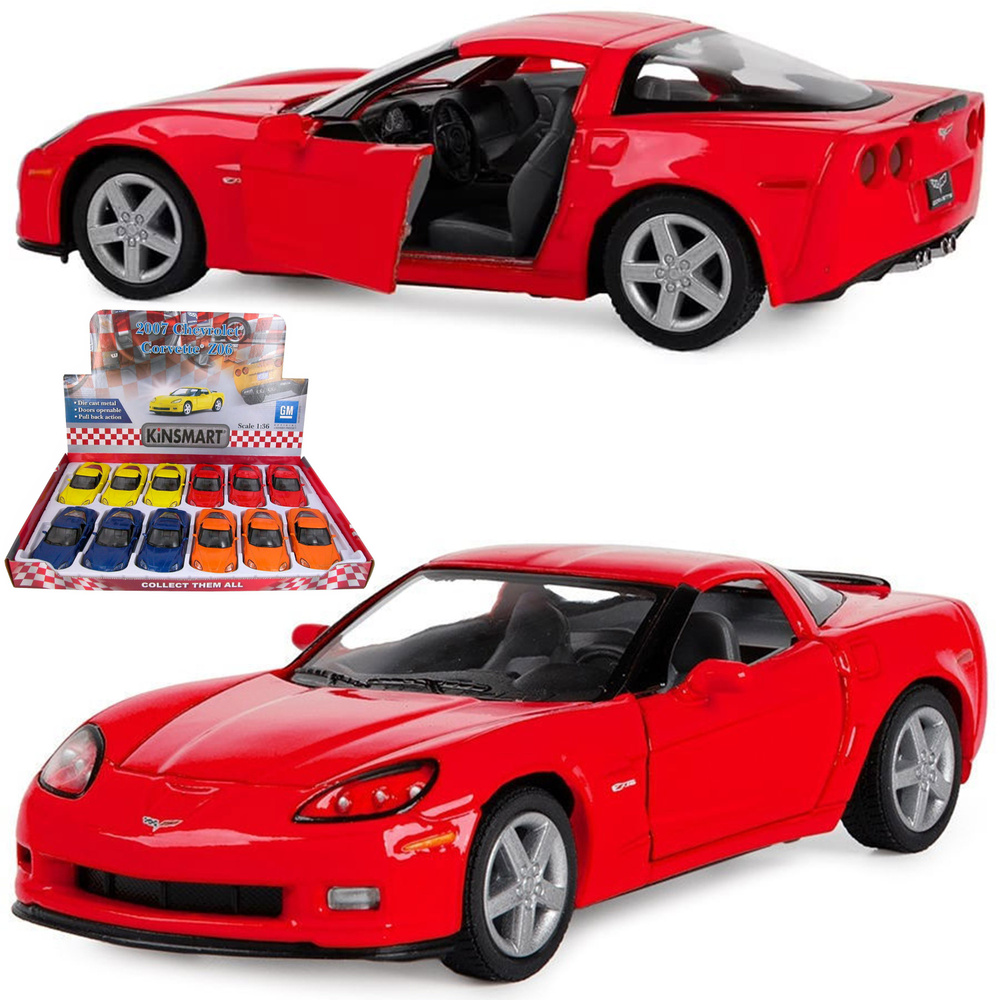 Машинка игрушка для мальчика металлическая, инерционная 1:36 2007 Chevrolet  Corvette Z06 в дисплейбоксе, красный, в подарок для ребенка, малыша на день  рождения, новый год или 23 февраля - купить с доставкой по