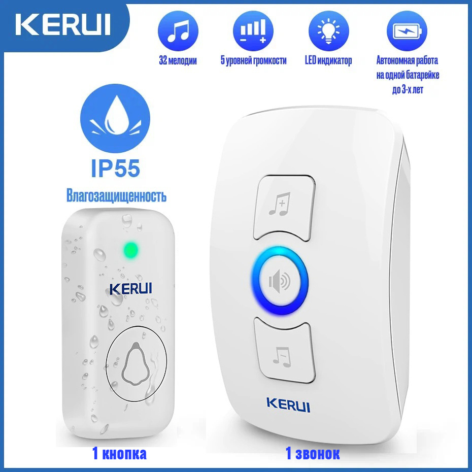 Вызывная панель KERUI Doorbell._Doorbell White купить по низким ценам в  интернет-магазине OZON (553304809)