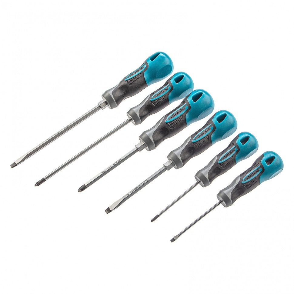 Набор отверток 6 шт, трехкомпонентная рукоятка, магнитный наконечник ...