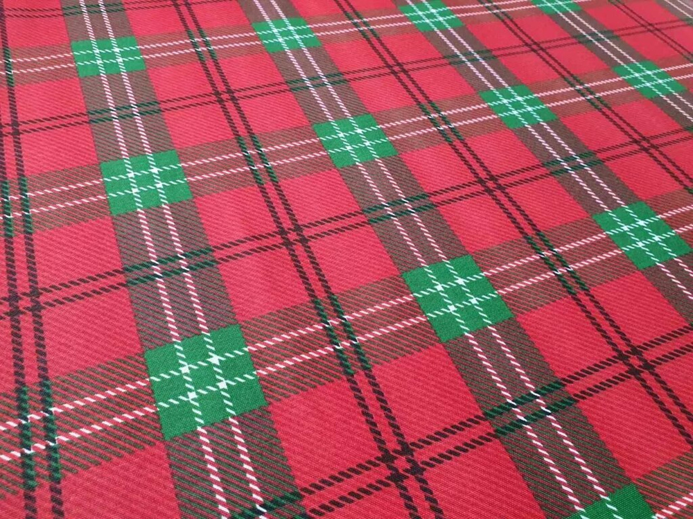 Ткань DUCK с водоотталкивающей пропиткой, 100*180 см, принт Шотландская рубашка цвет красно-зеленый  #1