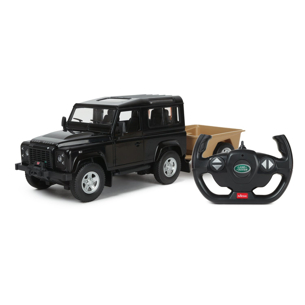 Машина Rastar РУ 1:14 Land Rover Defender with Trailer Черная 78400-1 #1