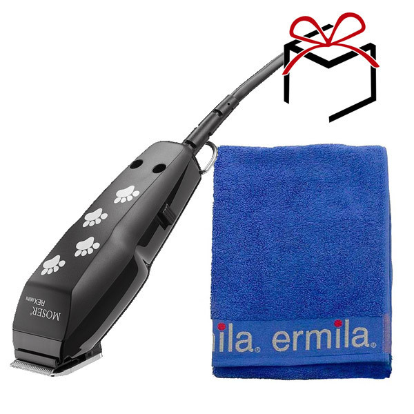Moser Триммер для животных 1411-0062 Rex Mini черный + полотенце ERMILA ...