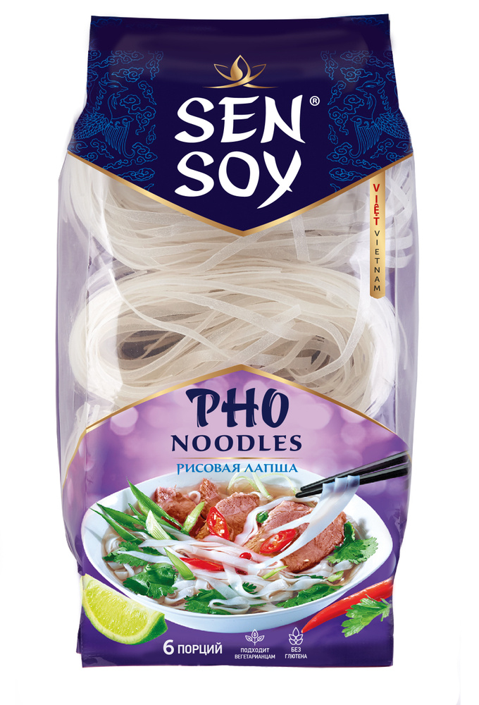 Лапша Sen Soy рисовая (широкая) "Вьетнамская лапша Pho Noodles", 300 г  #1
