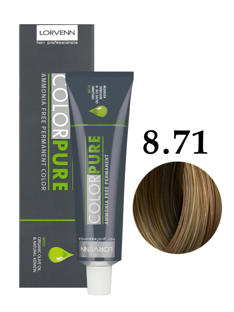 LORVENN HAIR PROFESSIONALS Краска COLOR PURE для окрашивания волос 8.71 ...