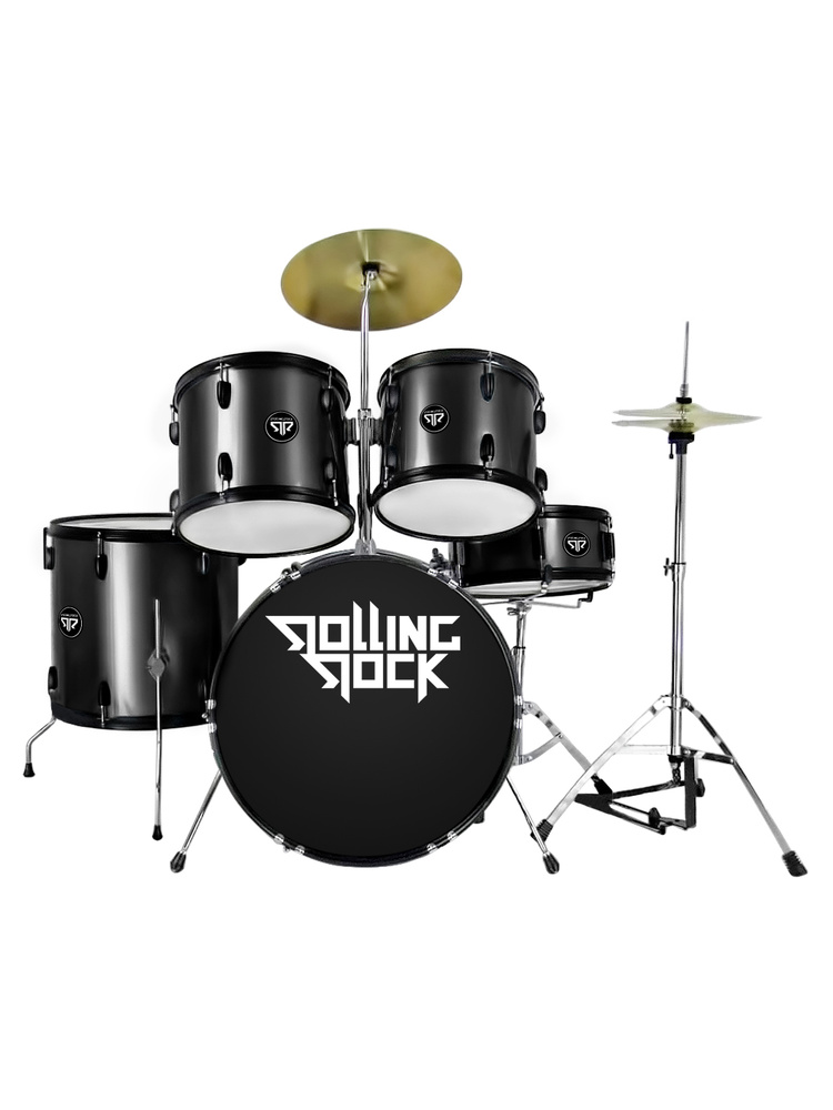 Барабанная установка ROLLING ROCK JR-2221A BK черная, комплект, тарелки ...