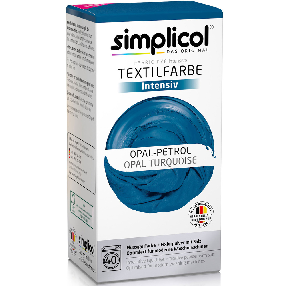 Simplicol INTENSIV All-in-1, МОРСКАЯ ВОЛНА, краска для одежды, тканей, текстиля, джинсов (краска 150 #1